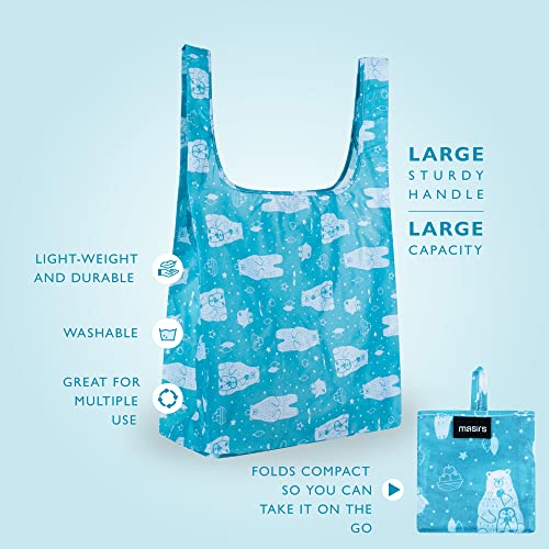 Masirs Reusable Grocery Bag (ANIMAL PATTERN | 6-PACK) - Reusable Ripstop Bags - Large, Strong Eco Friendly Bags - Foldable Shopping Bag - For Kitchen, Grocery & More - Packable Shopping Bag - Image 2