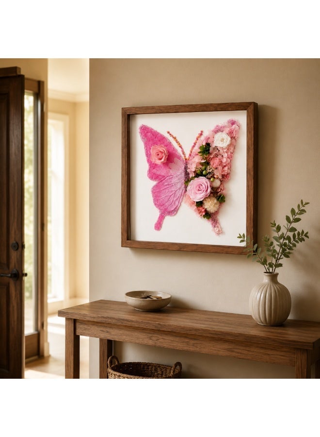 Pink Butterfly Preserved Flower Wall Art | 11x11 Inch Wooden Frame | Lasts 3-5 Years | Handmade Home Decor Gift for Valentine's Day, Birthday, Wedding & Anniversary - Image 5