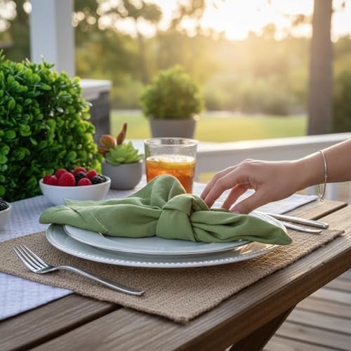 Eight Owls Linen Napkins –100% French Flax – Stonewashed Pure Linen Cloth Napkins - Size 18 Inch x 18 Inch – Set of 4 (Pepper Green) - Image 2