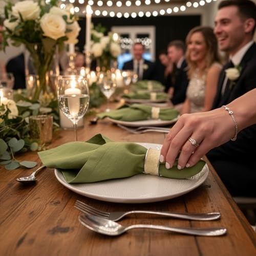 Eight Owls Linen Napkins –100% French Flax – Stonewashed Pure Linen Cloth Napkins - Size 18 Inch x 18 Inch – Set of 4 (Pepper Green) - Image 3