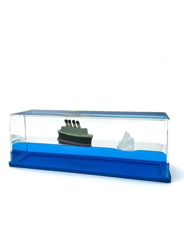 General - Titanic Cruise Ship Plastic Model Sunken Liquid Wave Cruise Ship Decoration - Cruise Ship Iceberg Home Decoration For Home Display Car Decoration, Gifts, Desk - Image 1