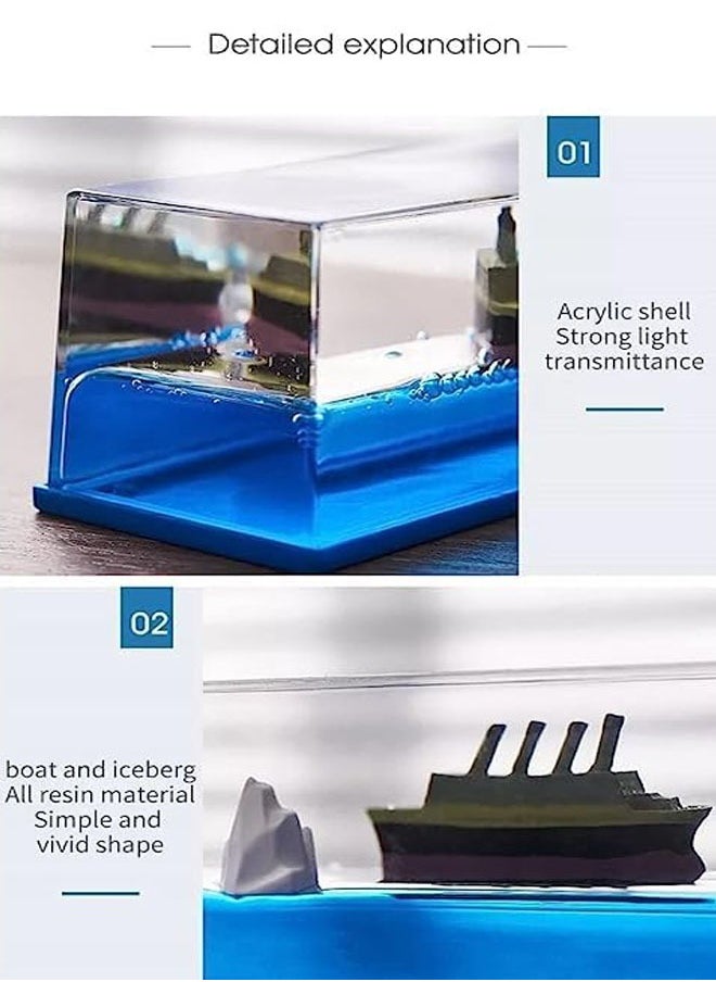 General - Titanic Cruise Ship Plastic Model Sunken Liquid Wave Cruise Ship Decoration - Cruise Ship Iceberg Home Decoration For Home Display Car Decoration, Gifts, Desk - Image 1