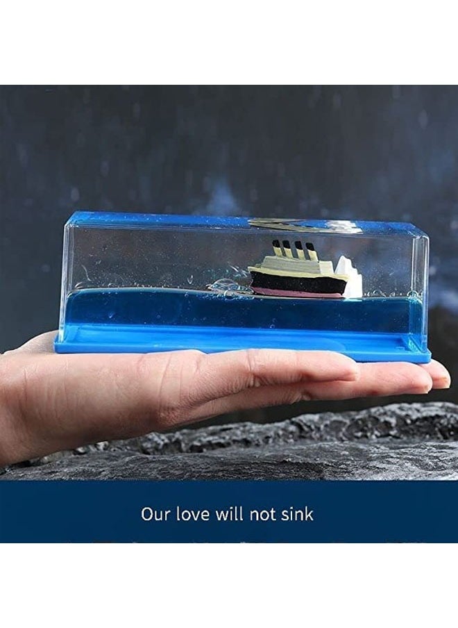 General - Titanic Cruise Ship Plastic Model Sunken Liquid Wave Cruise Ship Decoration - Cruise Ship Iceberg Home Decoration For Home Display Car Decoration, Gifts, Desk - Image 1