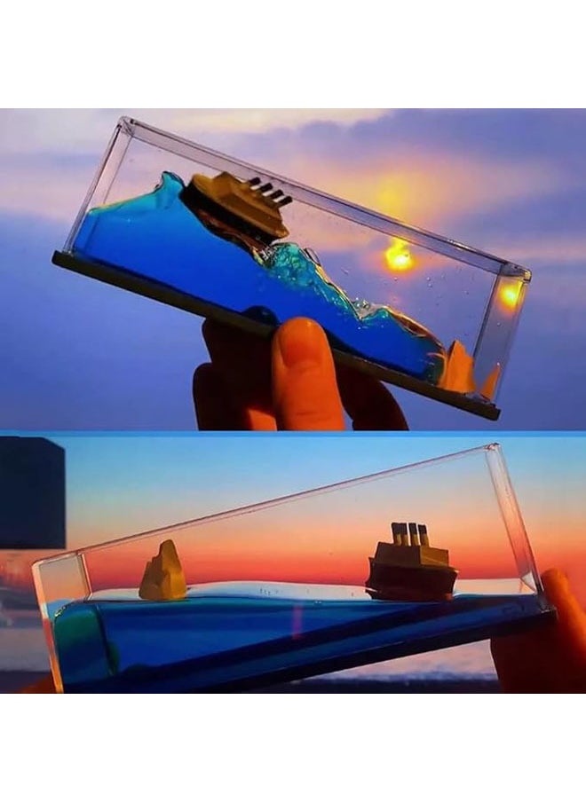 General - Titanic Cruise Ship Plastic Model Sunken Liquid Wave Cruise Ship Decoration - Cruise Ship Iceberg Home Decoration For Home Display Car Decoration, Gifts, Desk - Image 1
