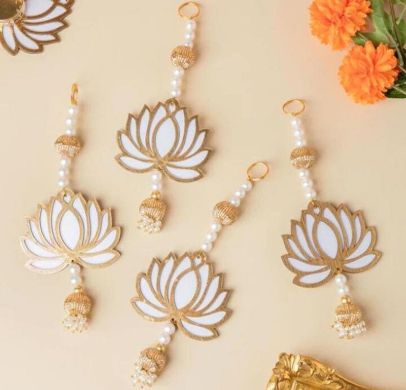 SP SELLPLUS Sellplus Cardboard Lotus with Golden Ball Latkan String for Home Decoration All Festival Decor Enhance Your Space with Graceful Touches 