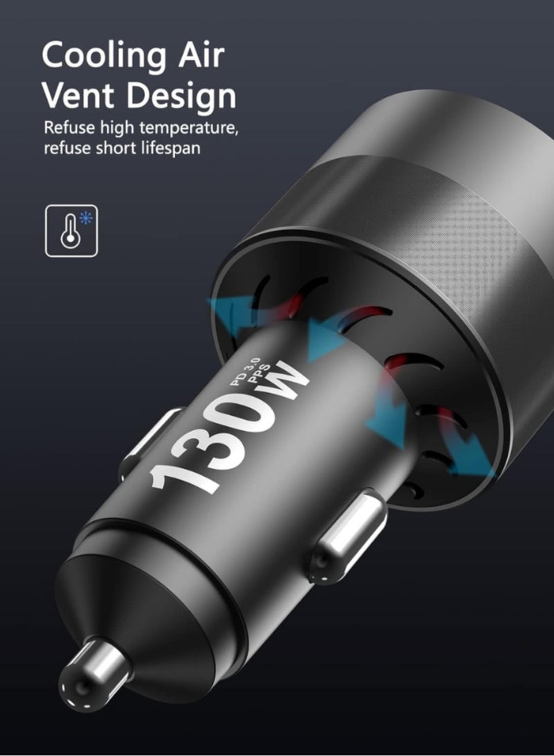 TIKNIA 130W USB C Car Fast Charger, Power Adapter PPS PD 100W + PD 30W Quick Charging USB A QC 3.0, Cigarette Lighter Type C Charger Compatible with Laptop, Smartphone, Tablet, iPad, and More - Image 5