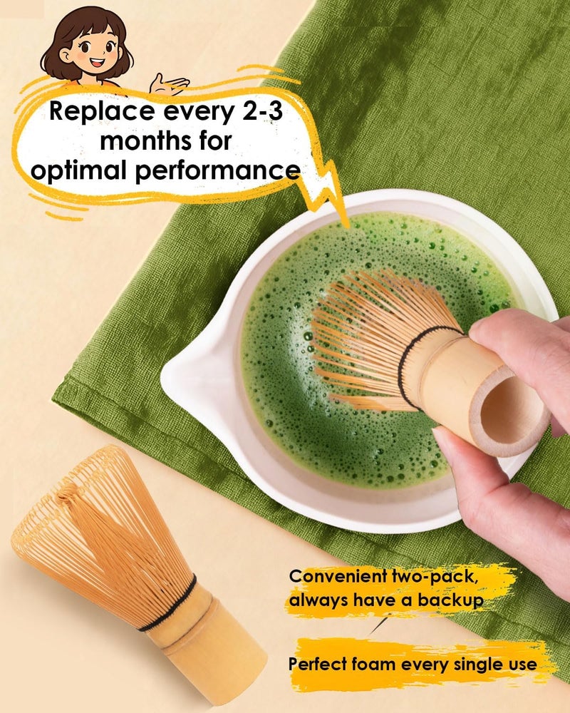 JUL WIND Matcha Whisk - 2-pack Bamboo matcha Whisk set, Handcrafted Traditional Japanese Chasen, 100-Prong Matcha Stirrer Wisk Mixer Brush for Authentic Matcha Tea Preparation - Image 2