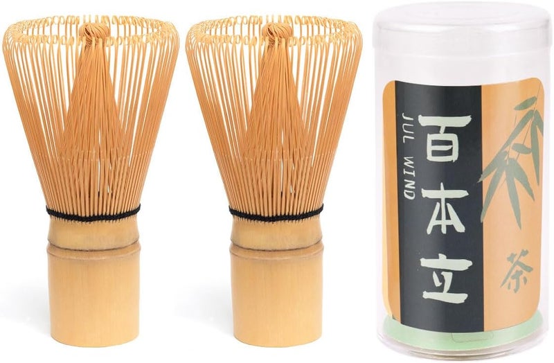 JUL WIND Matcha Whisk - 2-pack Bamboo matcha Whisk set, Handcrafted Traditional Japanese Chasen, 100-Prong Matcha Stirrer Wisk Mixer Brush for Authentic Matcha Tea Preparation - Image 1
