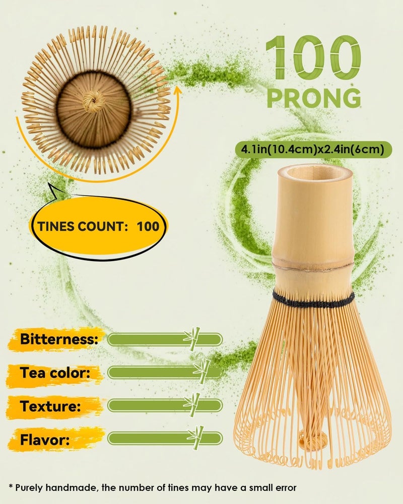 JUL WIND Matcha Whisk - 2-pack Bamboo matcha Whisk set, Handcrafted Traditional Japanese Chasen, 100-Prong Matcha Stirrer Wisk Mixer Brush for Authentic Matcha Tea Preparation - Image 3