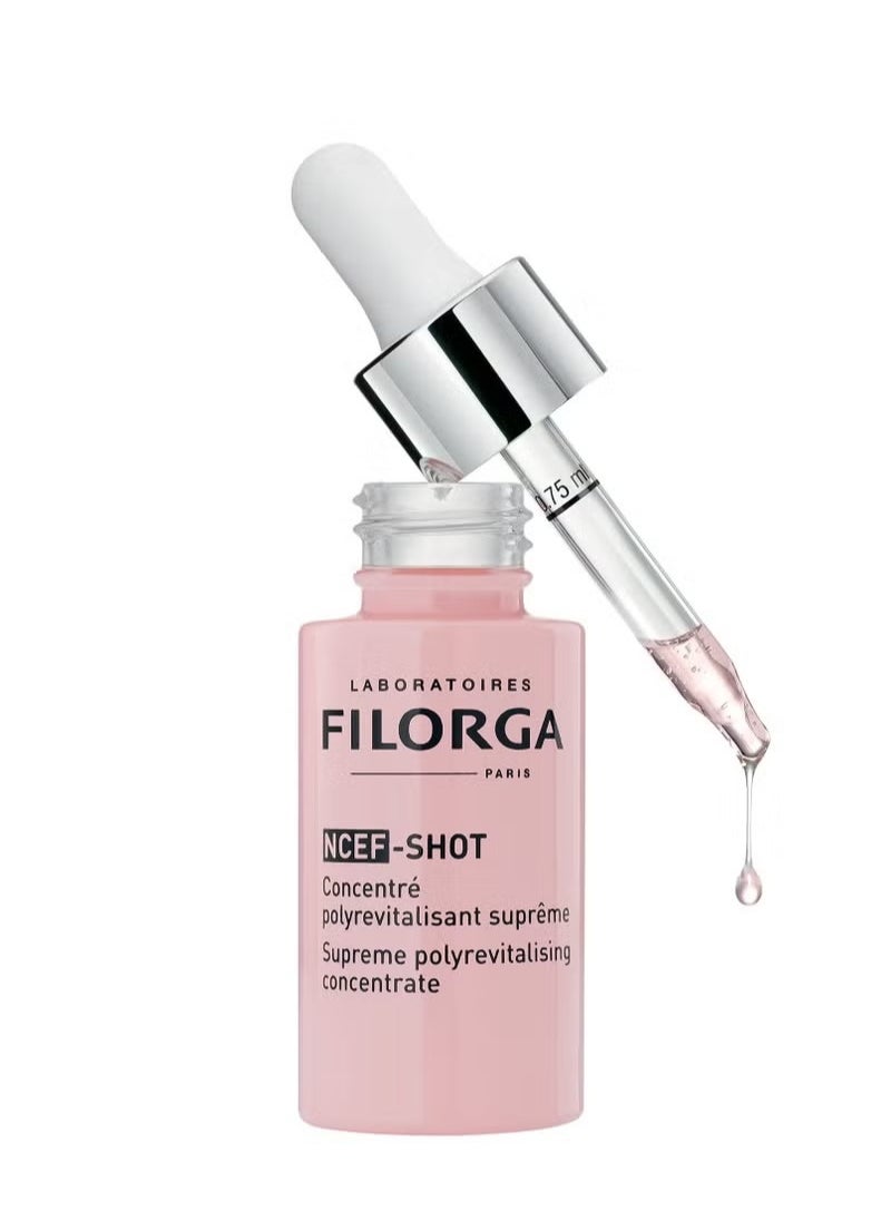 Laboratoires Filorga - Filorga NCEF-Shot Revitalizing Ultraconcentrated Face Serum, Anti-Aging Serum, Concentrated Wrinkle Reducing Treatment for Radiant & Firmer Skin, Reduced Wrinkles in 10 days, 0.5 FL.OZ - Image 1