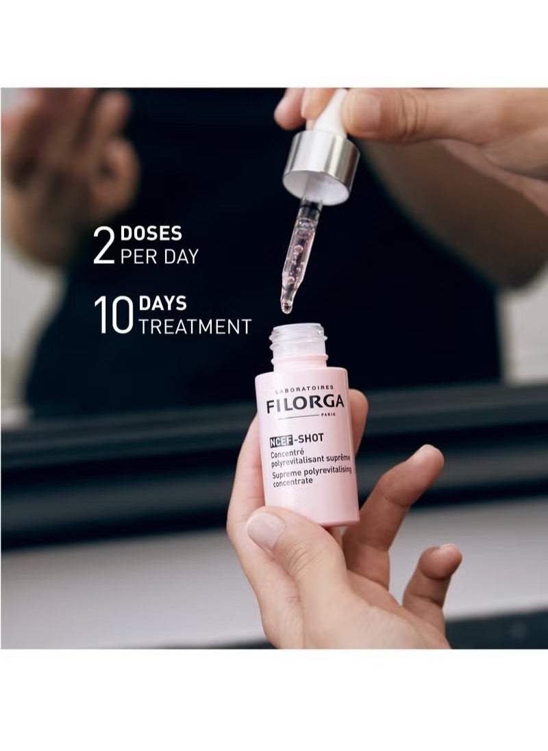 Laboratoires Filorga - Filorga NCEF-Shot Revitalizing Ultraconcentrated Face Serum, Anti-Aging Serum, Concentrated Wrinkle Reducing Treatment for Radiant & Firmer Skin, Reduced Wrinkles in 10 days, 0.5 FL.OZ - Image 1