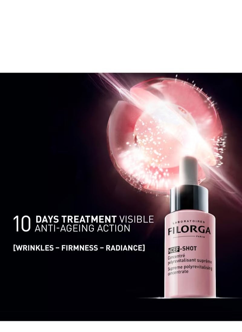 Laboratoires Filorga - Filorga NCEF-Shot Revitalizing Ultraconcentrated Face Serum, Anti-Aging Serum, Concentrated Wrinkle Reducing Treatment for Radiant & Firmer Skin, Reduced Wrinkles in 10 days, 0.5 FL.OZ - Image 1