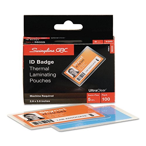 GBC UltraClear Thermal Laminating Pouches 5Mil Government ID Card Size (Medium) Size 2 5/8 x 3 7/8 - 100 Pack - Image 1