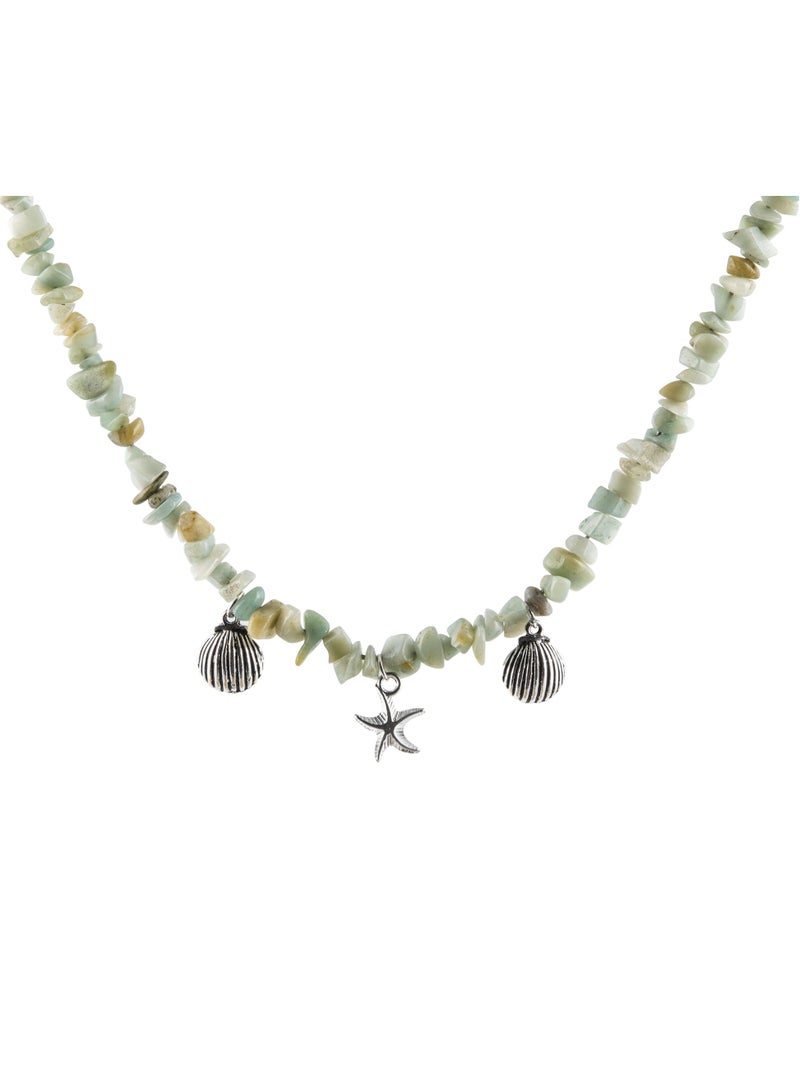 Minza " Ibiza " Pure 925 Sterling Silver, Jasper Stone, Handmade Necklace for Women, Pendant Necklace, 3.500 grams of Silver, Jewelry for Casual & Special Occasion - Image 1