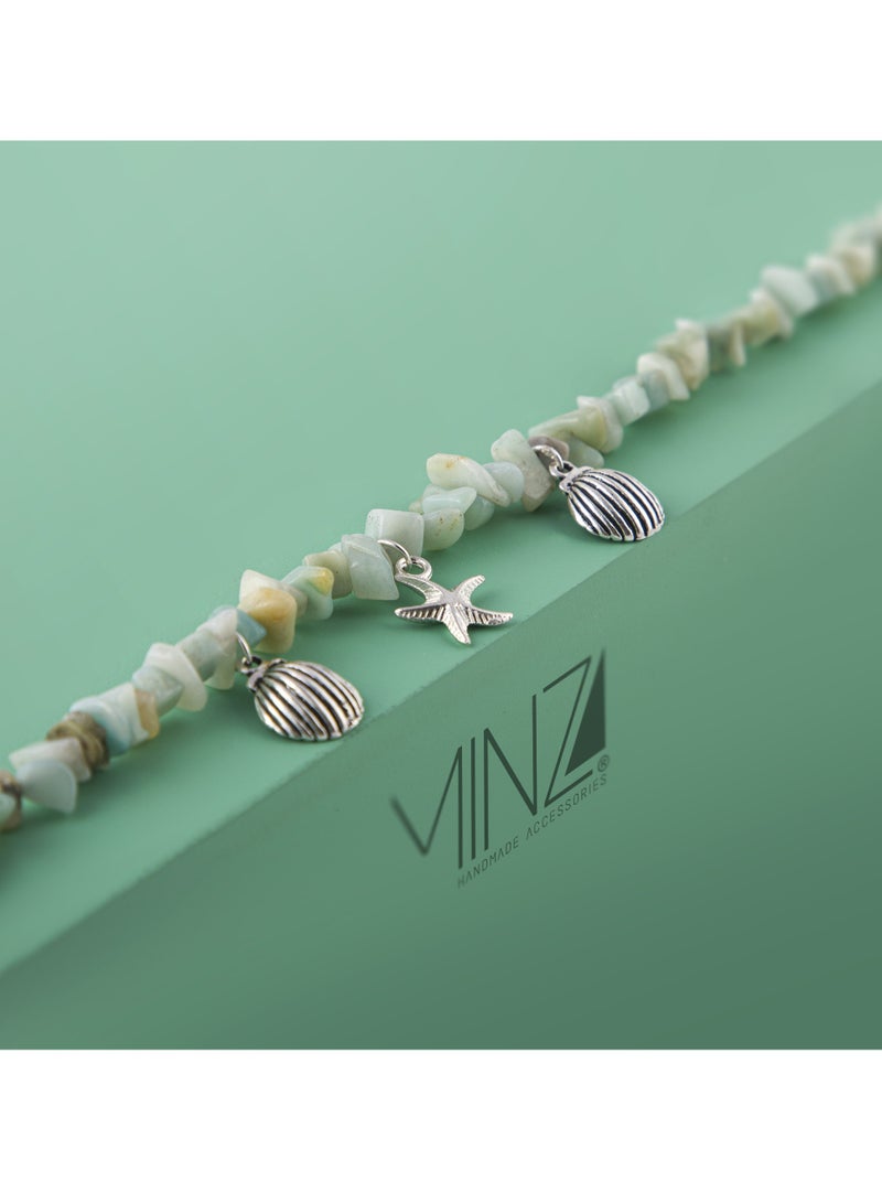 Minza " Ibiza " Pure 925 Sterling Silver, Jasper Stone, Handmade Necklace for Women, Pendant Necklace, 3.500 grams of Silver, Jewelry for Casual & Special Occasion - Image 3