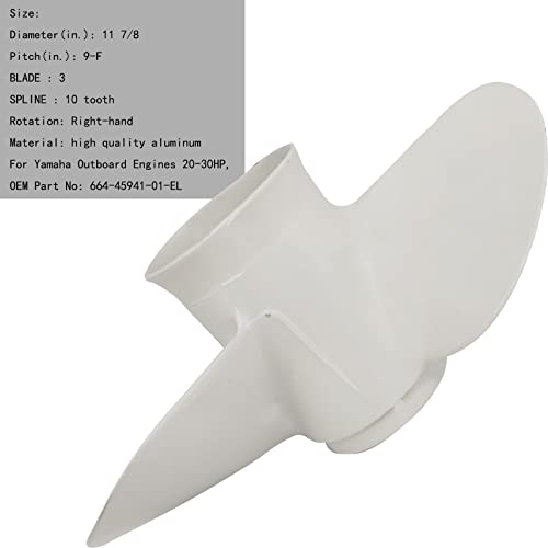 DLNIG 9 7/8×9-F Boat Propeller for Yamaha - for Yamaha Outboard Engines 20HP 25HP 30HP F25 Replace 664-45941-01-EL,10 Spline Tooth - Aluminum Outboard Propeller - Image 4