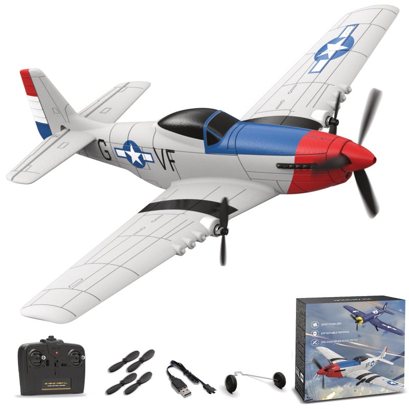 ANBURI RC Plane for Beginners P51 Remote Control Airplane for Adults 24GHz 3 Channel Fighter Featuring 6 Axis Gyro Stabilizer Easy to Fly - Image 2
