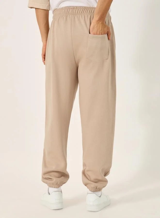 Styli Slogan Print Cotton Rich Fleece Relaxed Fit Joggers