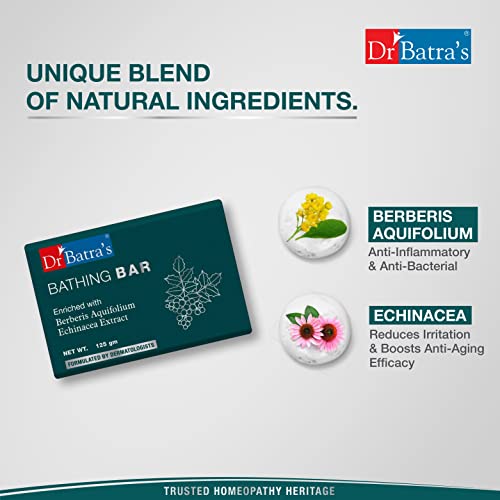 Dr Batra's Dr. Batra's Bathing Bar, Enriched with Berberis Aquifolium & Echinacea Extracts, Soap for soft & supple skin, Protects from skin infections, SLS & Paraben free, Safe & Cruelty free (125g) - Image 3