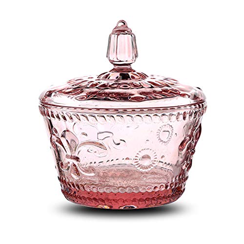 MASSJOY European Retro Nostalgic Three-Dimensional Relief Color Glass Jar Candy Jar Seasoning Jar With Lid - Image 1