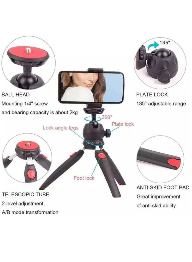 Jmary Mini Tripod for Camera and Phone Tabletop Small Phone Tripod Mount for GoPro iPhone Cell Phones Webcam Projector Compact DSLR Hand Desktop Camera Tripod Stand Table - Image 3