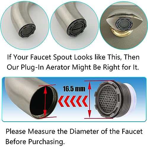 BOETOADG 4PCS Faucet Aerator M16.5, Plug-In Faucet Aerator Faucet Restrictor Replacement Parts for Kitchen Bathroom Sink Aerator with Key Removal Wrench Tool, 1.2GPM, 16.5mm/0.65inch - Image 3