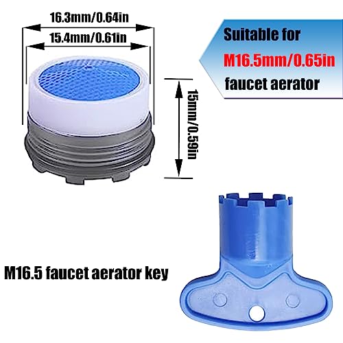 BOETOADG 4PCS Faucet Aerator M16.5, Plug-In Faucet Aerator Faucet Restrictor Replacement Parts for Kitchen Bathroom Sink Aerator with Key Removal Wrench Tool, 1.2GPM, 16.5mm/0.65inch - Image 2