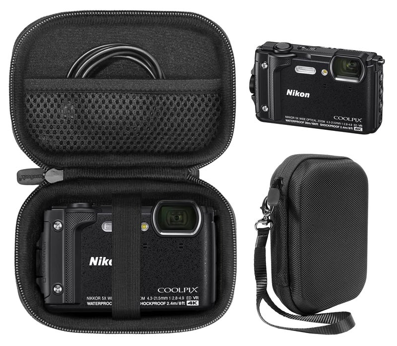 CaseSack Case for Nikon COOLPIX W300, AW130 Waterproof Camera, mesh pocket for SD cards, charge cord - Image 1