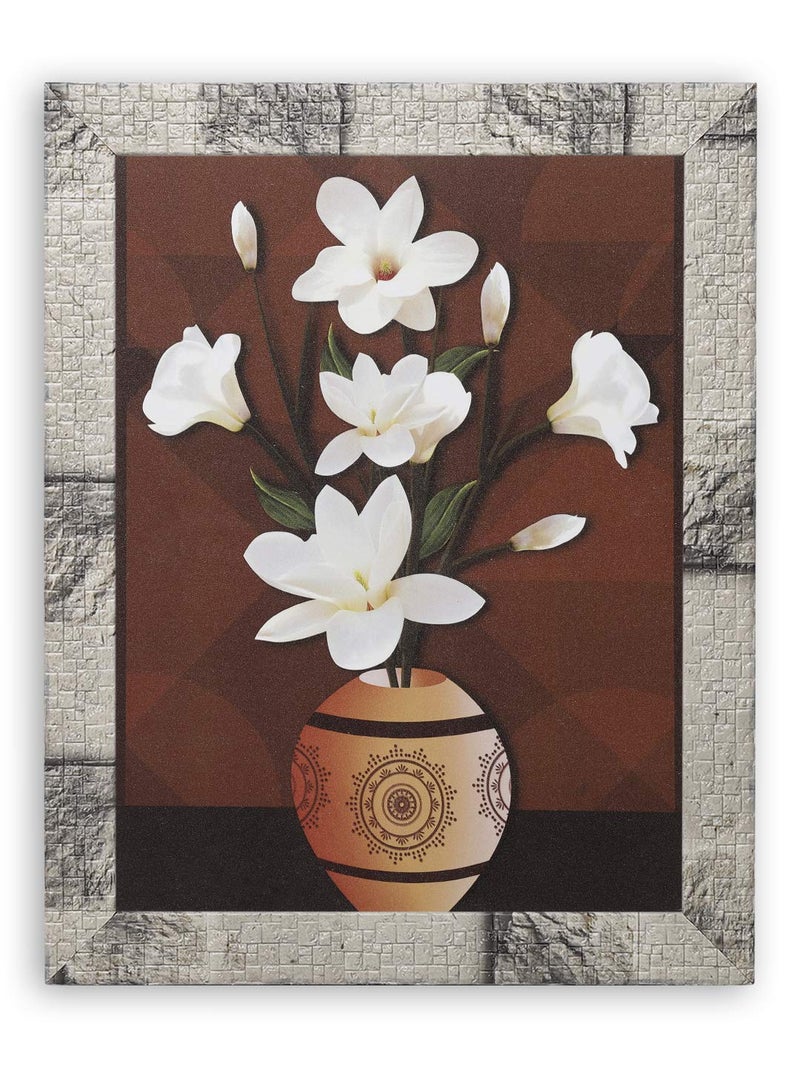 Indianara Set of 3 Flowers in Vases Paintings (2957) Without Glass 6 X 13, 10.2 X 13, 6 X 13 INCH - Image 5