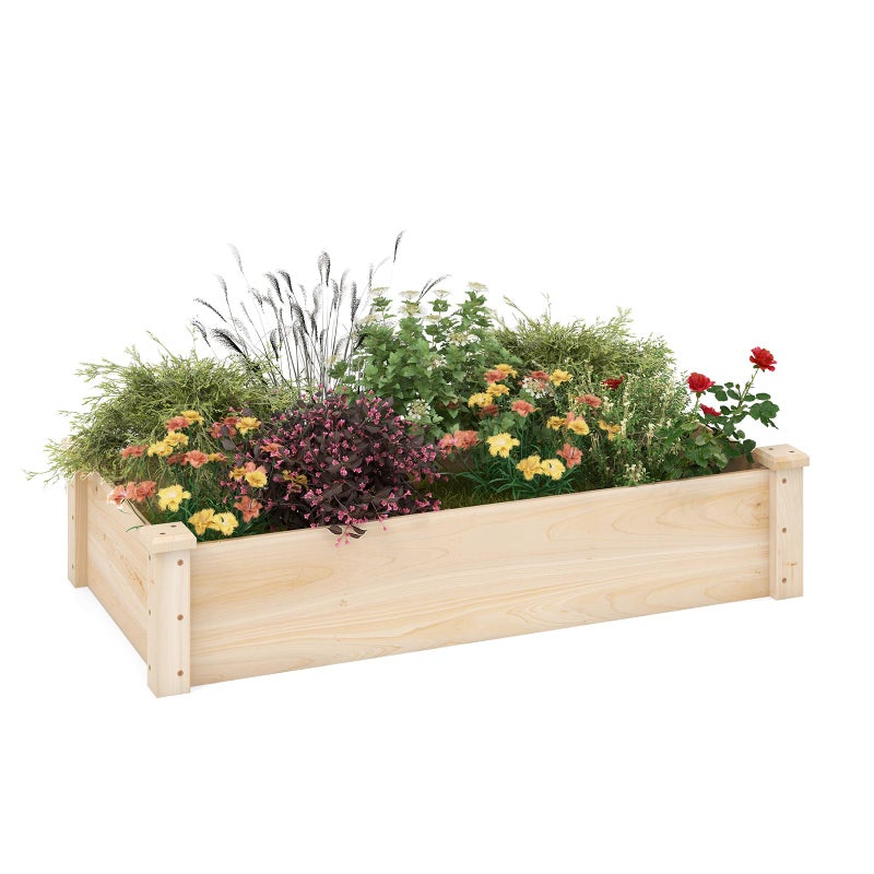 Giantex Wooden Raised Garden Bed, Rectangular Planter Box for Vegetables, Fruits, Flowers, Herbs, 48" Lx24 Wx10 H Outdoor Elevated Planting Bed for Garden, Backyard, Lawn, Patio - Image 1