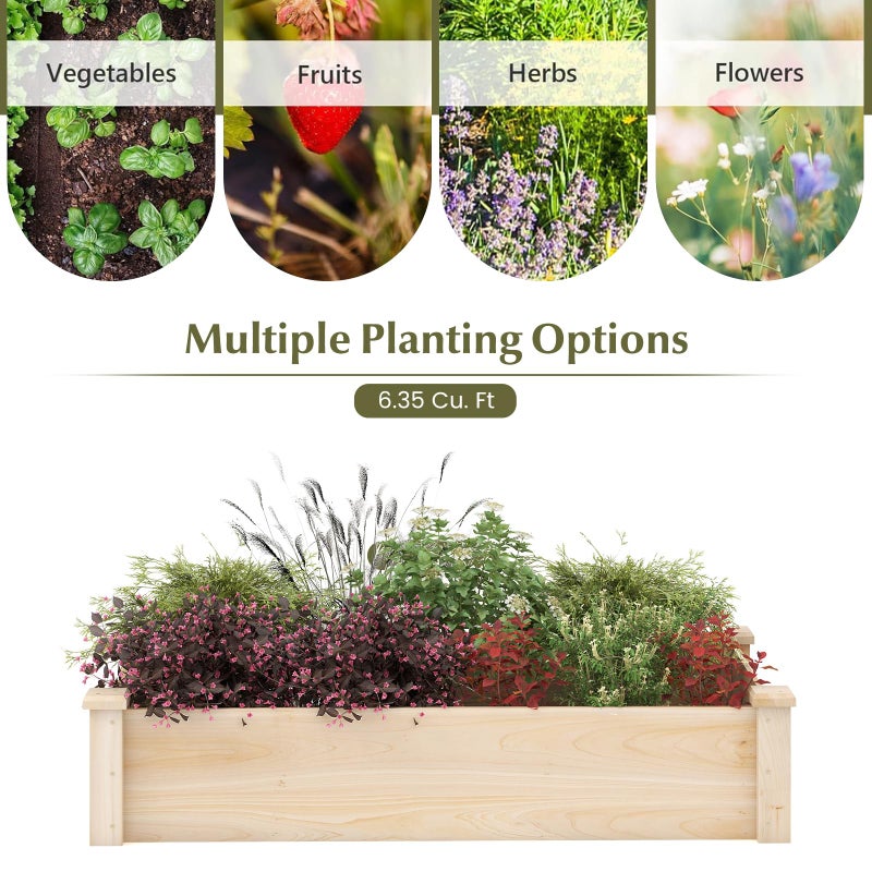 Giantex Wooden Raised Garden Bed, Rectangular Planter Box for Vegetables, Fruits, Flowers, Herbs, 48" Lx24 Wx10 H Outdoor Elevated Planting Bed for Garden, Backyard, Lawn, Patio - Image 5