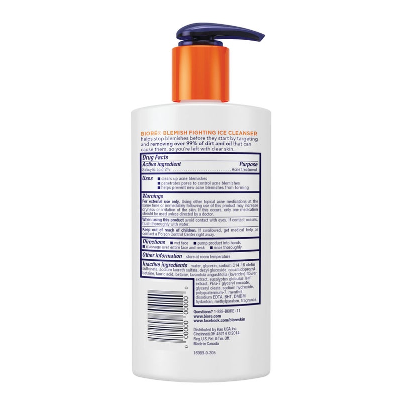 Biore Blemish Fighting Ice Cleanser Face Wash with Salicylic Acid, Clears and Helps Prevent Acne Breakouts, Cools & Refreshes Skin, Oil Free, 6.77 Oz - Image 5