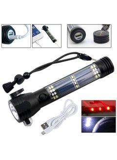 ElloZia ElloZia Aluminium 7 Mode Rechargeable Solar LED Torch Flashlight Use for Car Emergency Black  - Image 5