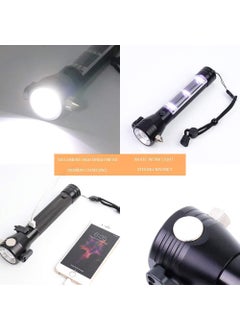 ElloZia ElloZia Aluminium 7 Mode Rechargeable Solar LED Torch Flashlight Use for Car Emergency Black  - Image 3