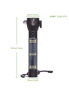 ElloZia ElloZia Aluminium 7 Mode Rechargeable Solar LED Torch Flashlight Use for Car Emergency Black  - Image 2