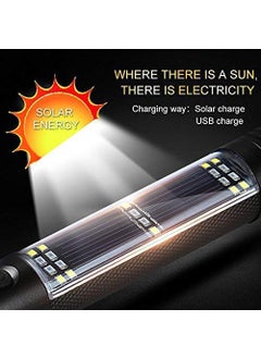 ElloZia ElloZia Aluminium 7 Mode Rechargeable Solar LED Torch Flashlight Use for Car Emergency Black  - Image 4