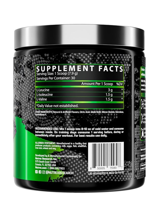 نورتكس ريسيرش BCAA 6000، أحماض أمينية أساسية لنمو العضلات والتعافي بنكهة التفاح الأخضر، 30 حصة - Image 3