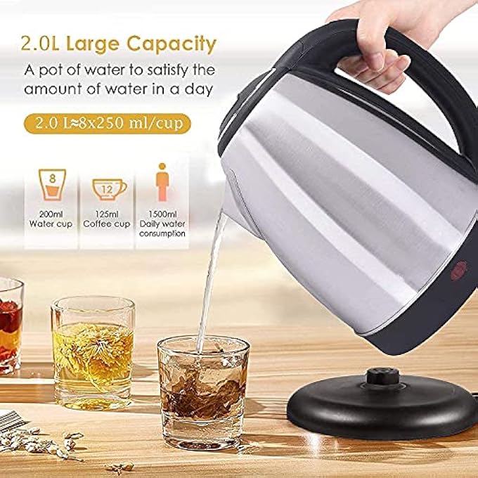 Scarlett Stainless Steel Electric Kettle 2 Liter Design For Hot Water Tea Coffee Milk Rice And Other Multi Purpose Cooking Food Kettle - Image 3