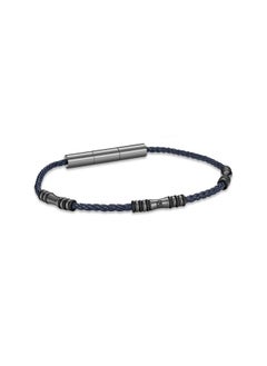 CERRUTI 1881 Angelo Black and Navy Blue Leather Bracelet for Men  - Image 1