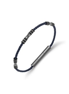 CERRUTI 1881 Angelo Black and Navy Blue Leather Bracelet for Men  - Image 2