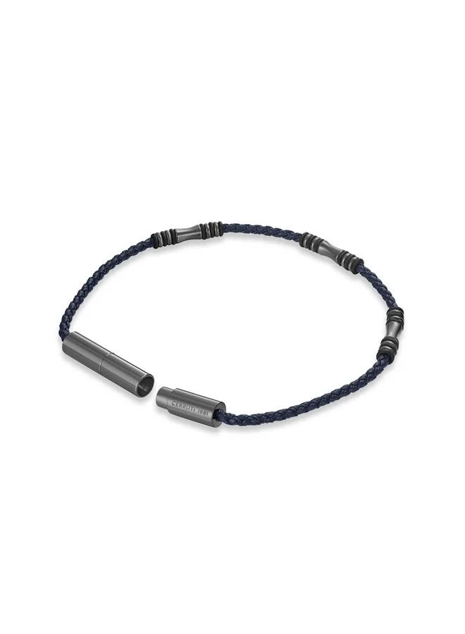 CERRUTI 1881 Angelo Black and Navy Blue Leather Bracelet for Men