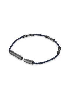 CERRUTI 1881 Angelo Black and Navy Blue Leather Bracelet for Men  - Image 3