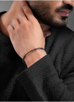 CERRUTI 1881 Angelo Black and Navy Blue Leather Bracelet for Men  - Image 4