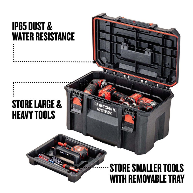 CRAFTSMAN TRADESTACK Tool Box, Waterproof Indoor/Outdoor, Stackable Tool Storage, Lockable, 21 Inch (CMST21430) - Image 3