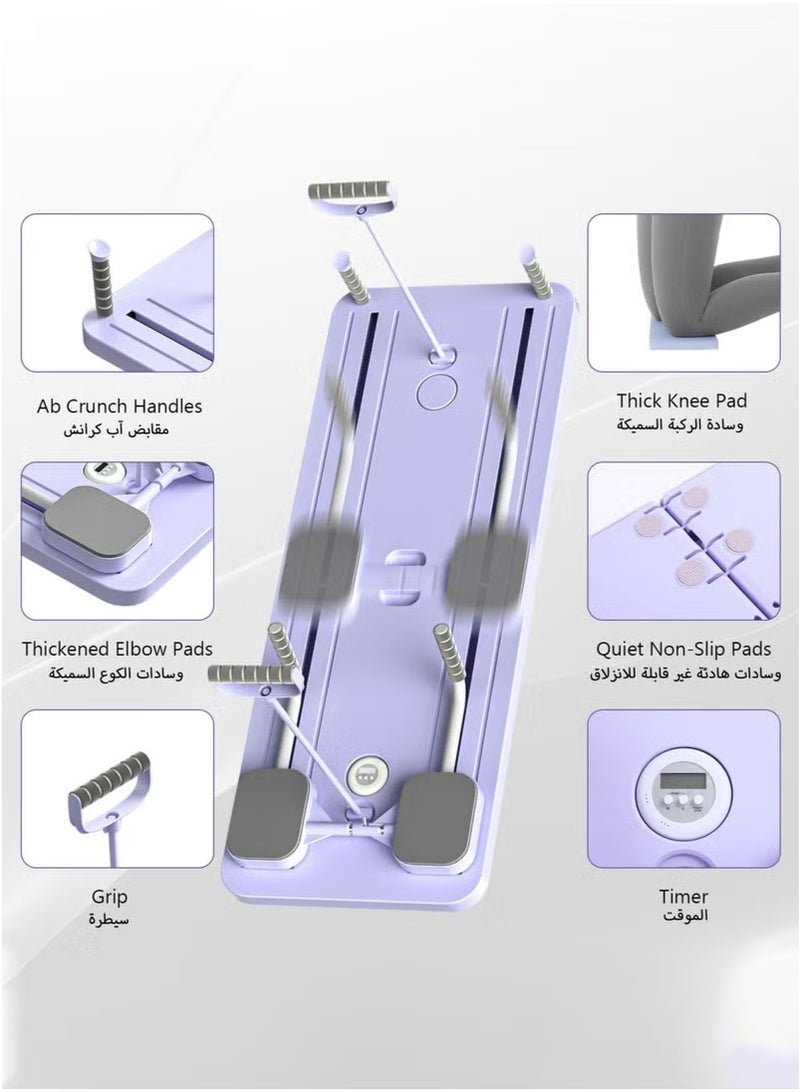شو وو مجموعة لوح بيلاتيس ريفورمر، لوح بيلاتيس ريفورمر متعدد الأغراض قابل للطي للاستخدام المنزلي، لوح بيلاتيس منزلق 5 في 1 - Image 5