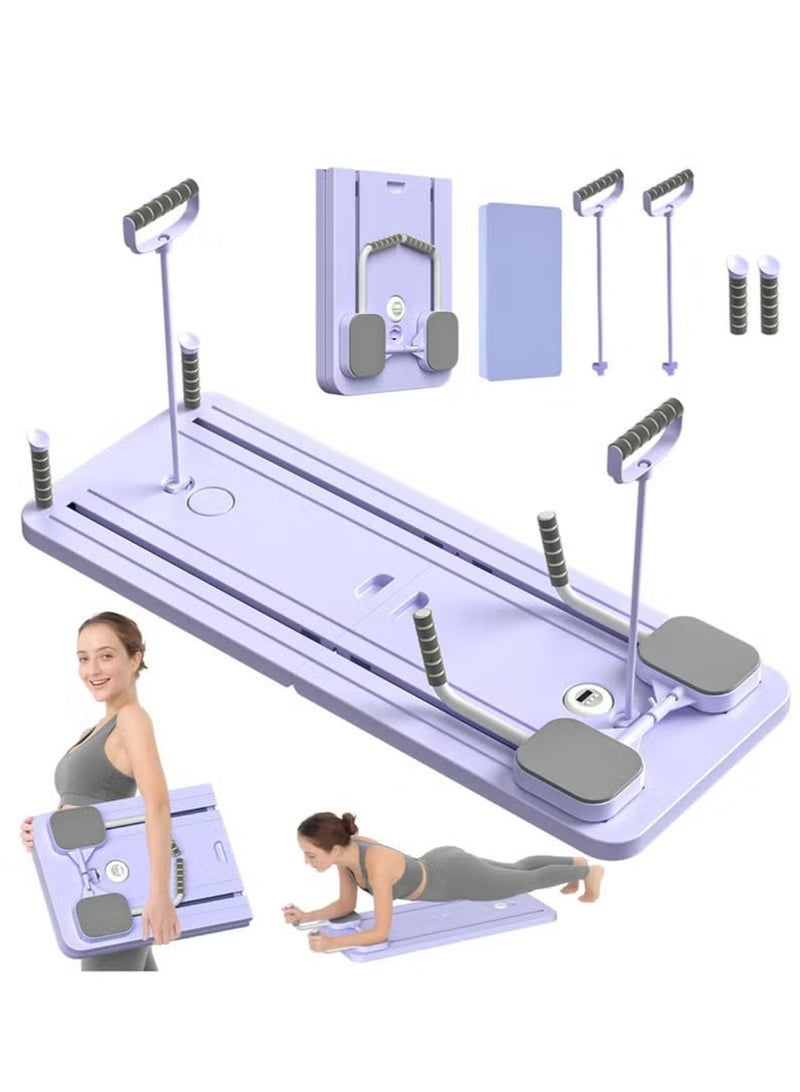 شو وو مجموعة لوح بيلاتيس ريفورمر، لوح بيلاتيس ريفورمر متعدد الأغراض قابل للطي للاستخدام المنزلي، لوح بيلاتيس منزلق 5 في 1 - Image 1