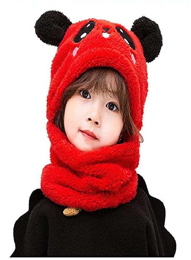VOCADO New Vastra Lok - Kids Boy's & Girl's Hat Scarf Set Warm Fleece Knit Beanie Cap Scarf Mask Red Color 5-6Year Kids - Image 1