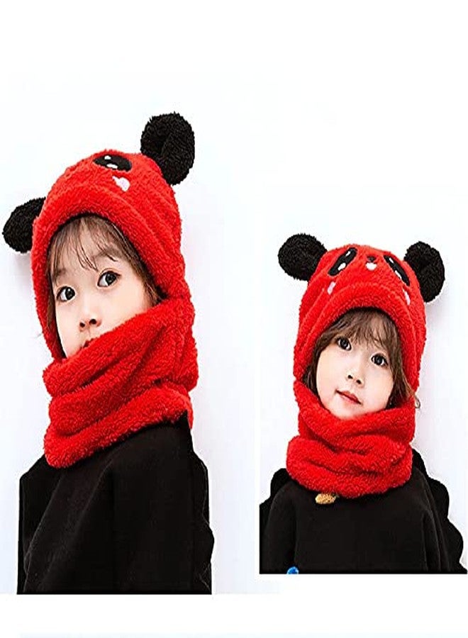 VOCADO New Vastra Lok - Kids Boy's & Girl's Hat Scarf Set Warm Fleece Knit Beanie Cap Scarf Mask Red Color 5-6Year Kids - Image 4