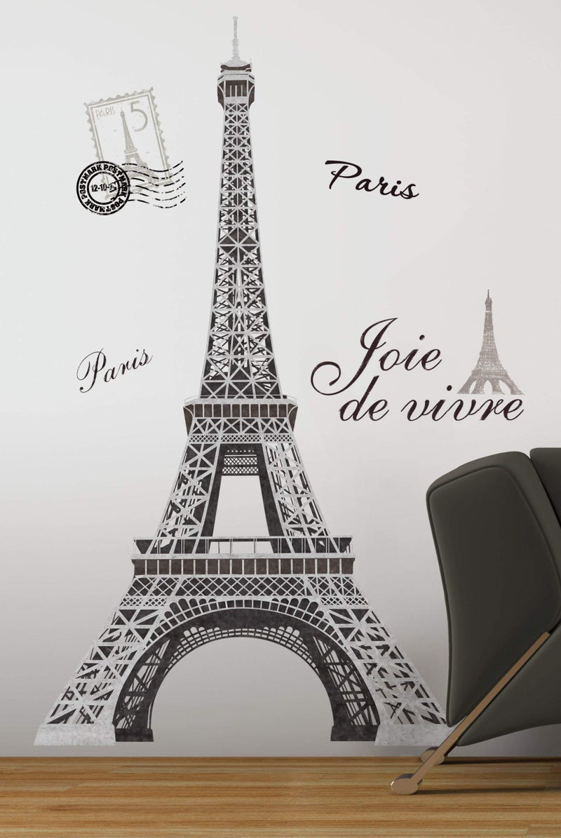 RoomMates RMK1576GM Paris Eiffel Tower Peel and Stick Wall Decal, 55.75 inch x 32.5 inch - Image 1