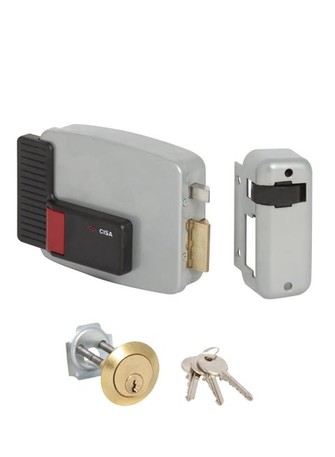 Cisa 111610701 11610-70-1 EEK-door lock for attaching a cylinder right 12 V painted, grey aluminium, input 70